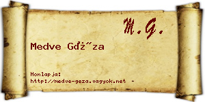 Medve Géza névjegykártya